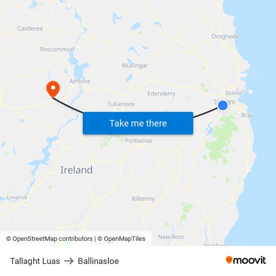 Tallaght Luas to Ballinasloe map