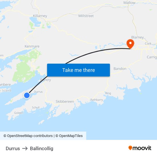 Durrus to Ballincollig map