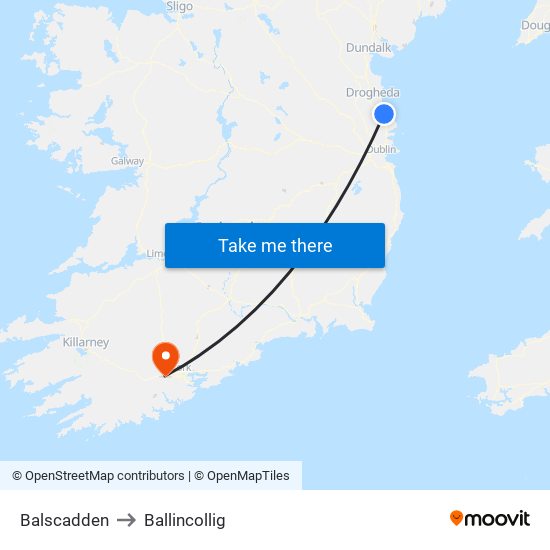 Balscadden to Ballincollig map