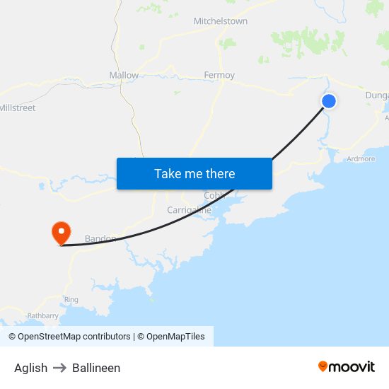 Aglish to Ballineen map