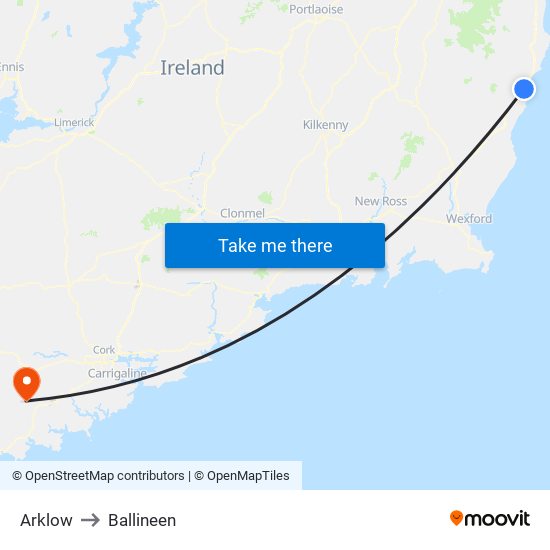 Arklow to Ballineen map