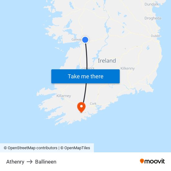 Athenry to Ballineen map