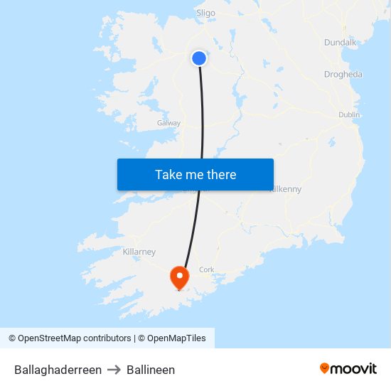 Ballaghaderreen to Ballineen map