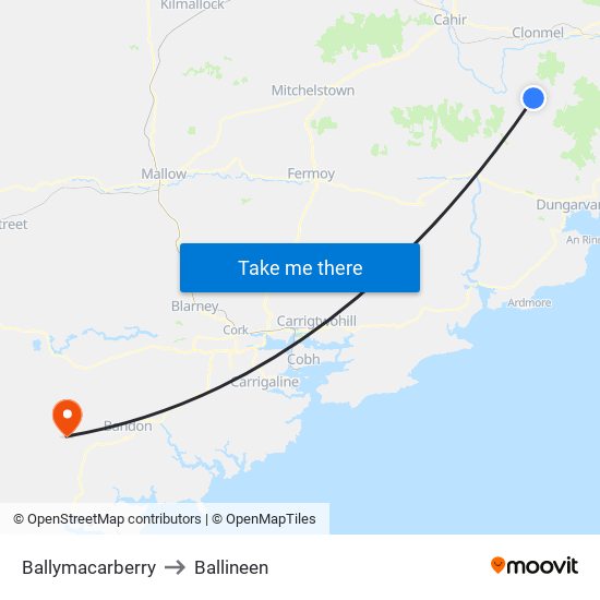 Ballymacarberry to Ballineen map