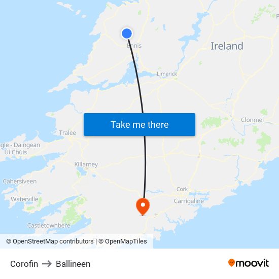 Corofin to Ballineen map