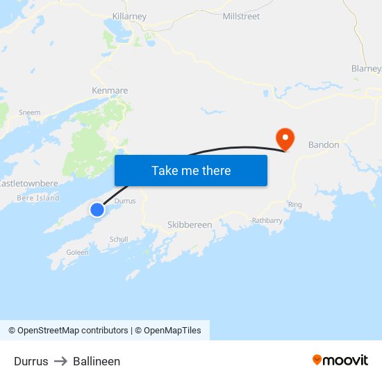 Durrus to Ballineen map