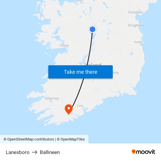 Lanesboro to Ballineen map