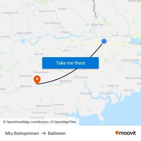 Mtu Bishopstown to Ballineen map