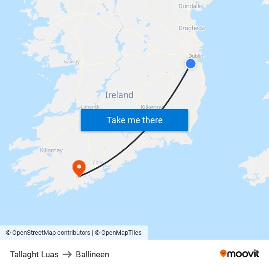Tallaght Luas to Ballineen map