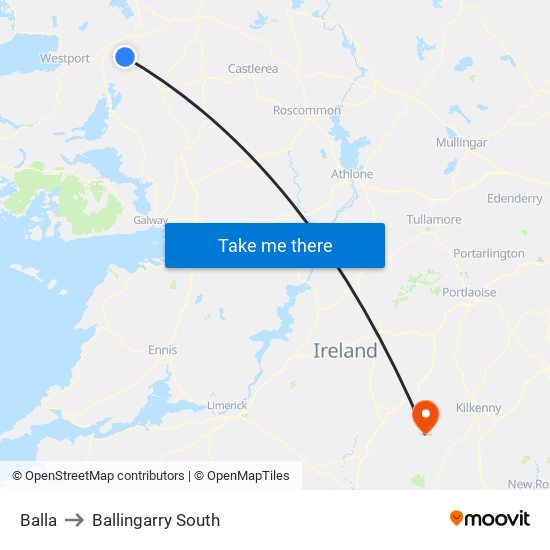 Balla to Ballingarry South map