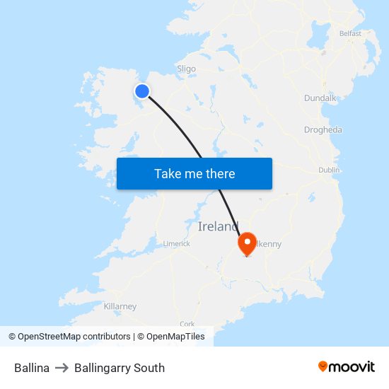 Ballina to Ballingarry South map