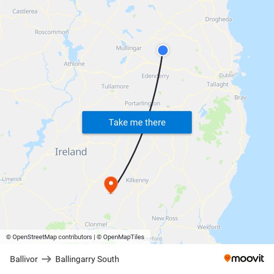 Ballivor to Ballingarry South map