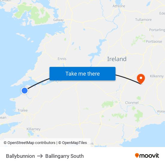 Ballybunnion to Ballingarry South map