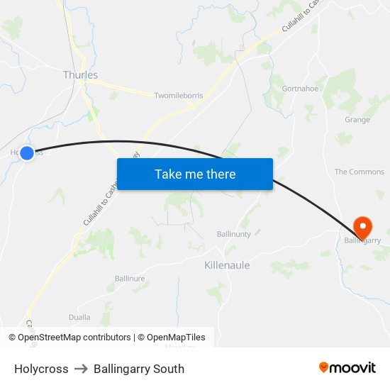 Holycross to Ballingarry South map