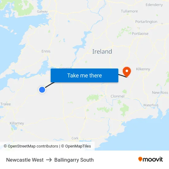 Newcastle West to Ballingarry South map