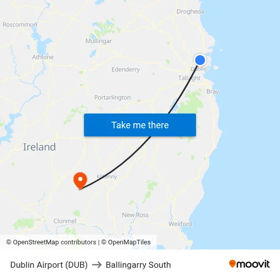 Dublin Airport (DUB) to Ballingarry South map
