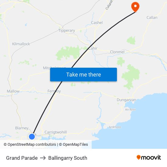 Grand Parade to Ballingarry South map