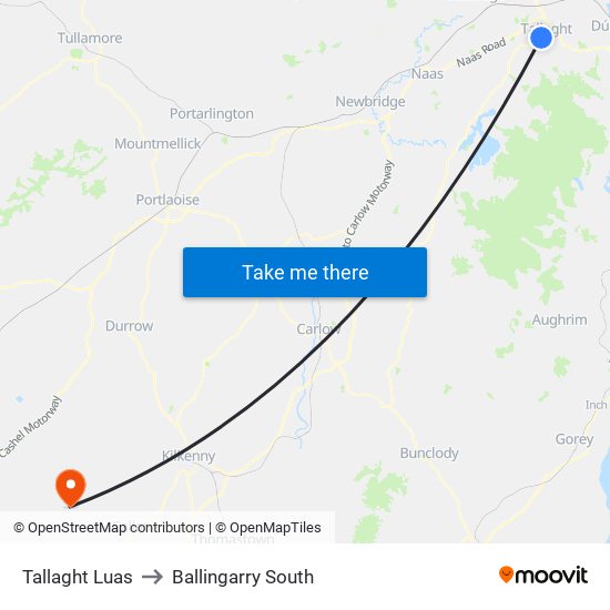 Tallaght Luas to Ballingarry South map