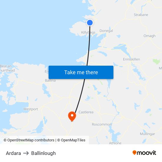 Ardara to Ballinlough map
