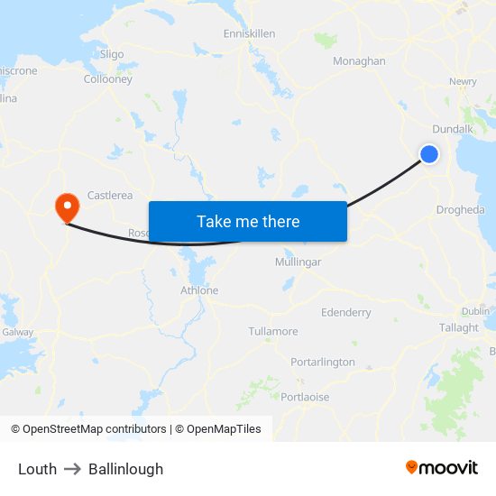 Louth to Ballinlough map