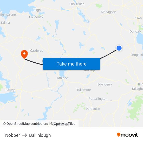 Nobber to Ballinlough map