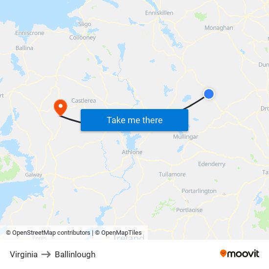Virginia to Ballinlough map