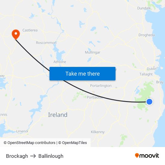 Brockagh to Ballinlough map