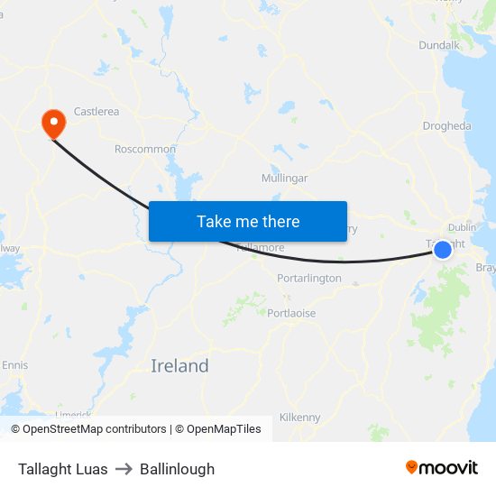 Tallaght Luas to Ballinlough map