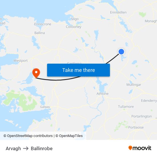 Arvagh to Ballinrobe map