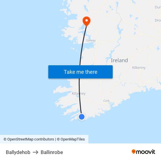 Ballydehob to Ballinrobe map