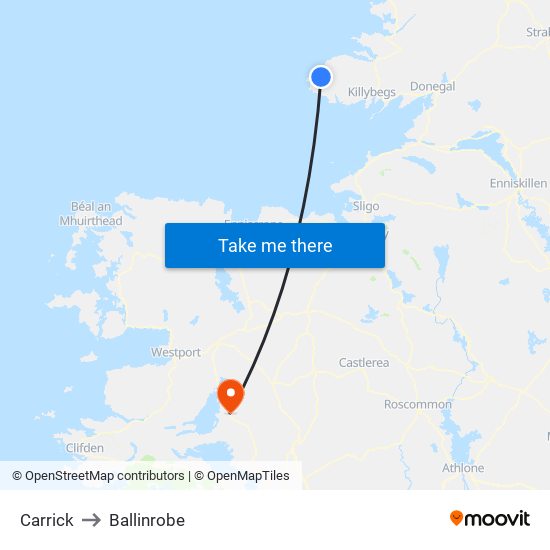 Carrick to Ballinrobe map