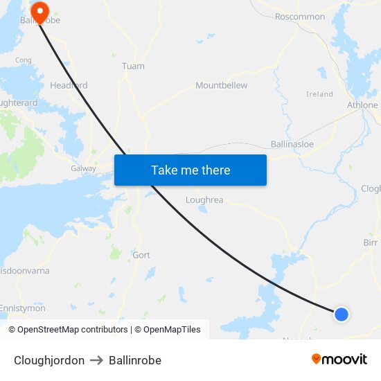 Cloughjordon to Ballinrobe map