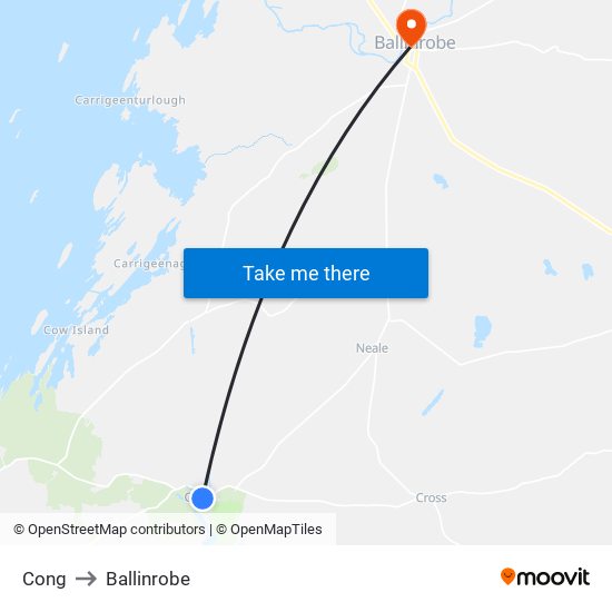 Cong to Ballinrobe map