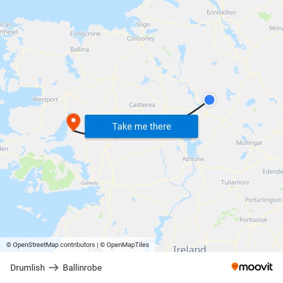 Drumlish to Ballinrobe map