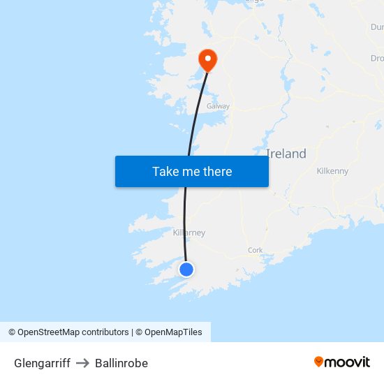 Glengarriff to Ballinrobe map