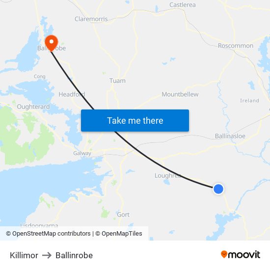 Killimor to Ballinrobe map