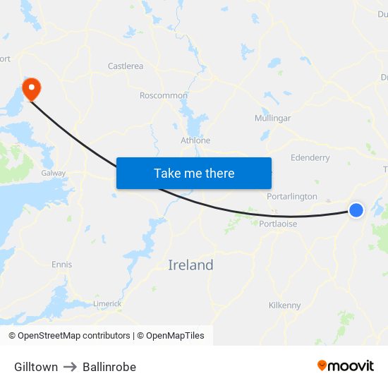 Gilltown to Ballinrobe map