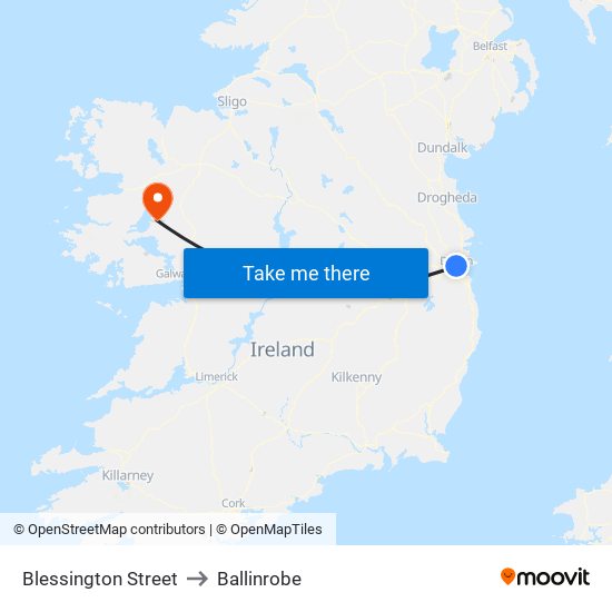 Blessington Street to Ballinrobe map