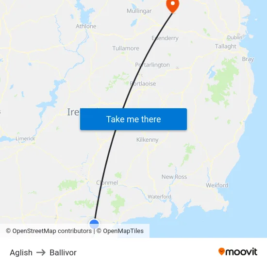 Aglish to Ballivor map