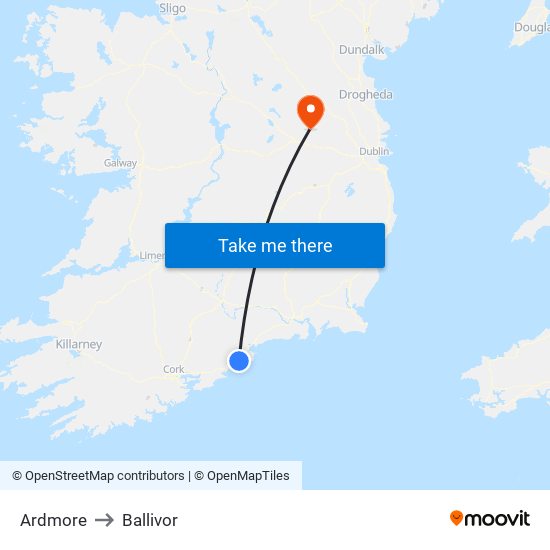 Ardmore to Ballivor map