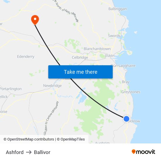 Ashford to Ballivor map