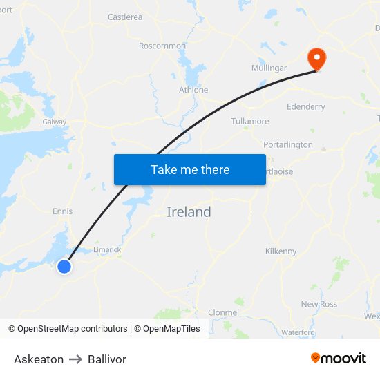 Askeaton to Ballivor map