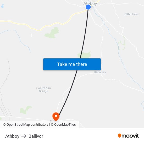 Athboy to Ballivor map