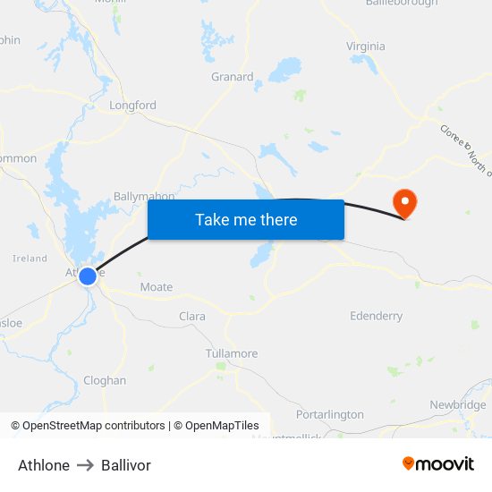 Athlone to Ballivor map