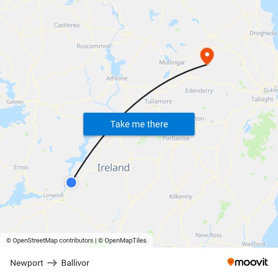 Newport to Ballivor map