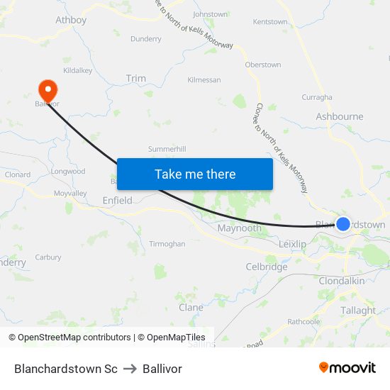 Blanchardstown Sc to Ballivor map