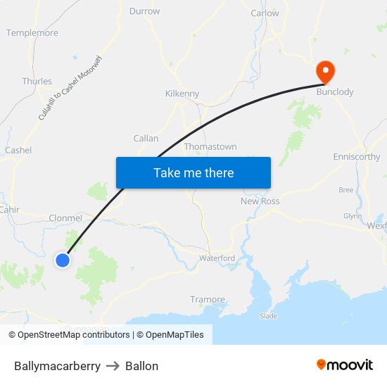 Ballymacarberry to Ballon map