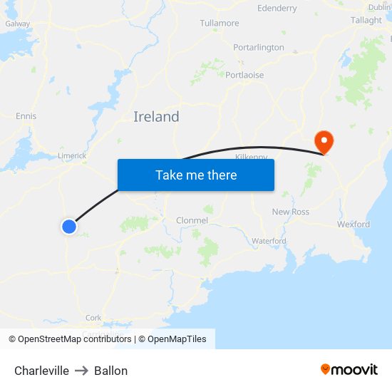 Charleville to Ballon map