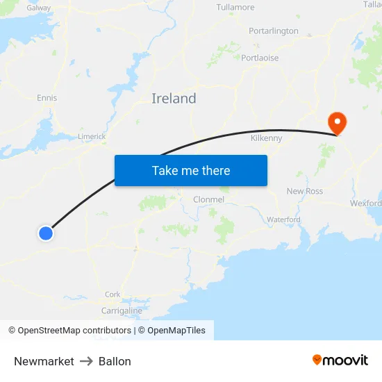 Newmarket to Ballon map