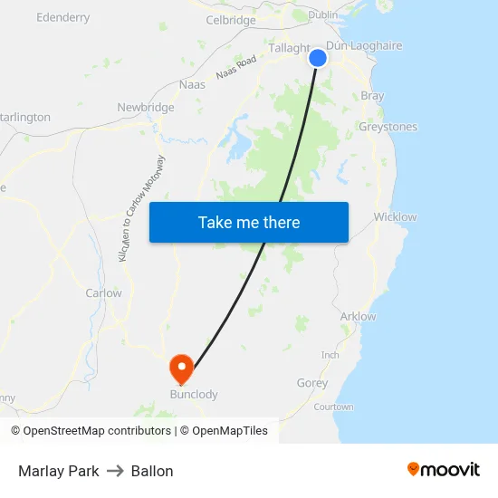 Marlay Park to Ballon map